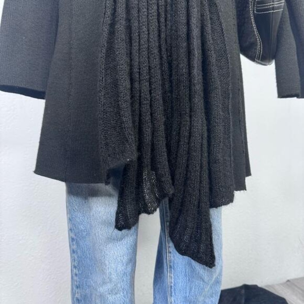 Clorinda‎ Made in Italy Black Merino Wool Mohair Blend Longline Cardigan Sweater - Picture 4 of 10